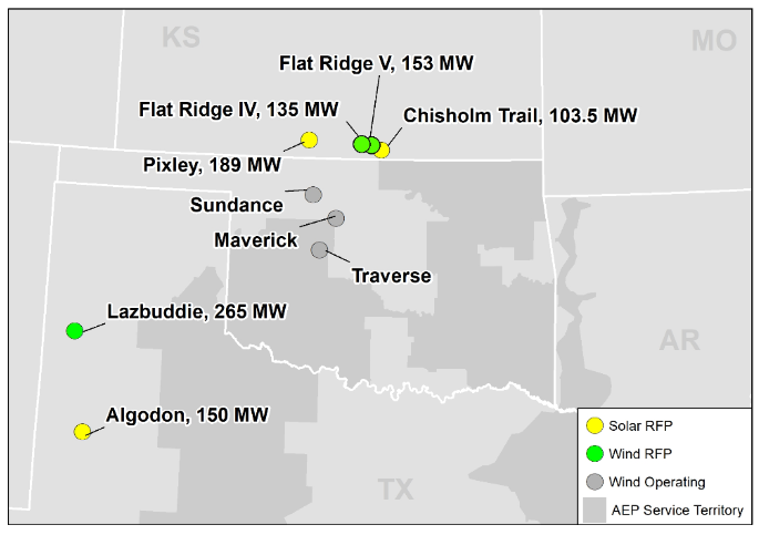 PSO's planned wind and solar farms.