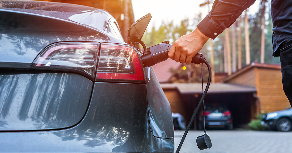 Electric car charging with station, EV fuel advance and modern eco system, Save the earth conception