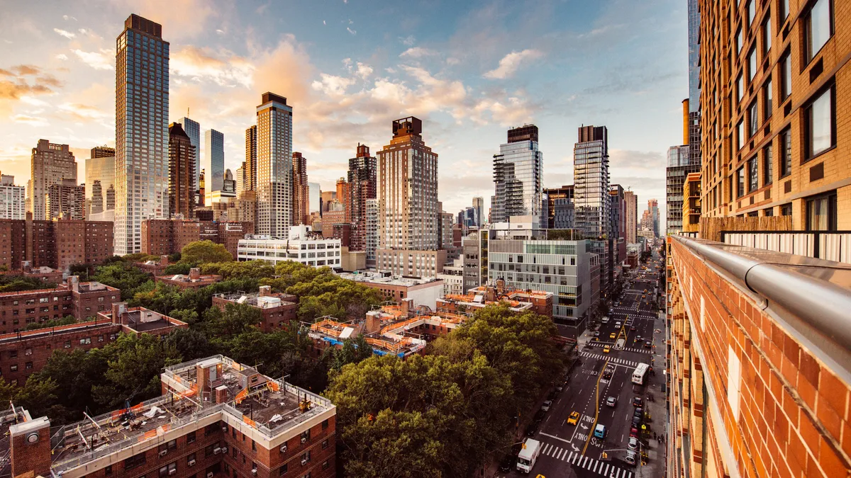 Matching Day and Night New York Skyline at sunrise, midday, night and on a rainy day.